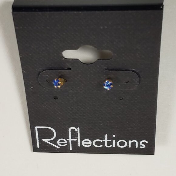 Swarovski Crystal Element - Gold Overlay Blue Stone "Tiny" Stud Earrings - Picture 6 of 11